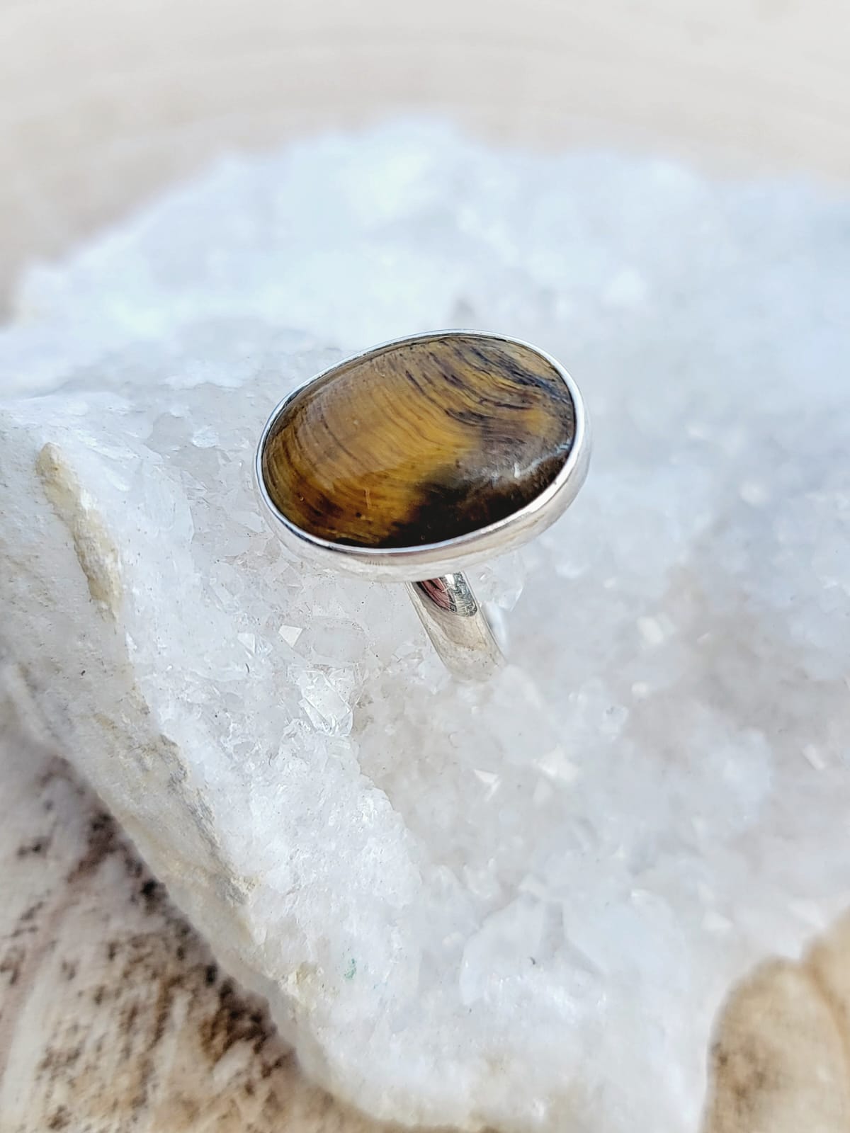 Bague œil de tigre mat